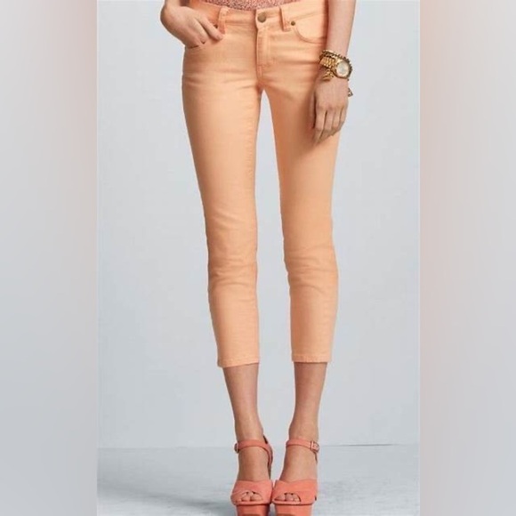 CAbi Creamsicle Peach Skinny Crop Jeans Size 6 - Picture 1 of 7